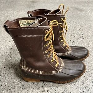 Vintage L.L. Bean 8" Classic Duck Boots Genuine Leather Made in USA Brown 80/90s